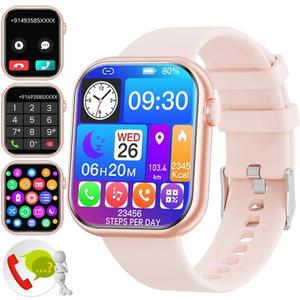 G20 Women's Smart Watch 1.85 Inch Touch Screen Fitness Tracker Watch IP67 Waterproof Sports Smart Watch for Android iPhone (Pink)
