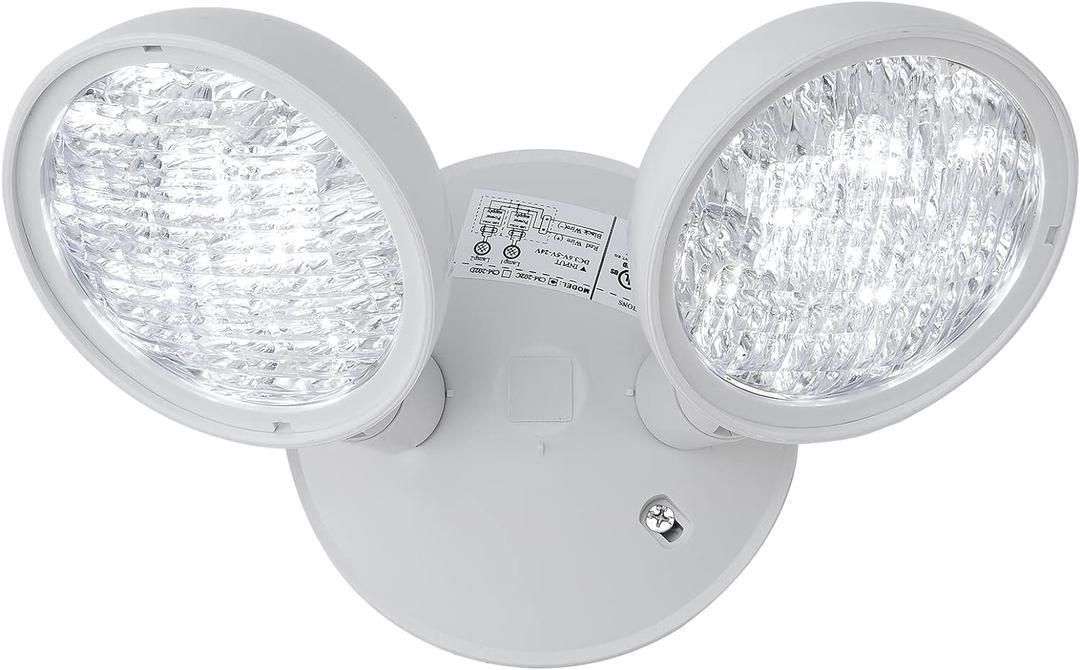 CM MZY Emergency Remote Head Lighting, Double Head Emergency Light, UL Listed, Multi Voltage 3.6 to 24 Volt Input, 2 by 3 Watts, 2 by 180 Lumen, Round1 Pack
