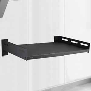 Stainless Steel Adjustable Wall Mount Shelf or Household Grade Wall Mount Shelf, Removable countertop, Stationary kit, Multifunctional Storage Rack (16"-23.6" Black)