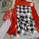 Christmas Red Costume Kids Girls Christmas Dress with Wig Long Blonde Braid with Red Beads Necklace Bow Size 110