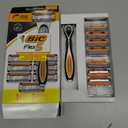 BIC Flex 5 Men's Refillable 5-Blade Razors with 1 Handle and 7 Cartridges, Smooth Shave Gift for Men