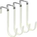 FYY Over The Door Hooks, 4 Pack Door Hangers Hooks with Rubber Prevent Scratches Heavy Duty Organizer Hooks for Living Room, Bathroom, Bedroom, Kitchen Hanging Clothes Towels Hats Coats Bags Beige (Short)