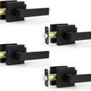 Estmoon 4 Pack Passage Door Knobs - Black Door Handle Interior Door Levers, Heavy Duty Non-Locking Locksets Hall Closet Handles, Reversible for Right & Left Sided Doors Black 