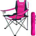 Camabel Folding Camping Chairs Outdoor Lawn Chair Padded Sports Lightweight Foldable Chairs (Pink)