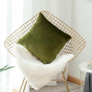 Home Brilliant Spring Pillow Covers 18x18 Velvet Pillow Cases Solid Decorative Square Throw Pillow Covers for Sofa Bedroom Holiday Decor, 45cm (18x18 inches), Avocado Green