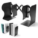 QWORK Adjustable Bookends 2 Pack, Expandable Scissor Divider Metal Book Ends with Non-Slip Pads, Book Holders for Heavy Books & Binders, Desk Shelf Office Library