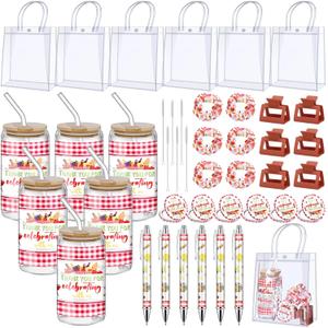 Boao 6 Set Baby Shower Game Prizes for Player Winners Tumblers with Lids Straws Mirrors Hair Scrunchies Pens Hair Clips Gift Bags for Baby Bridal Shower Wedding Game Favors(BBQ)