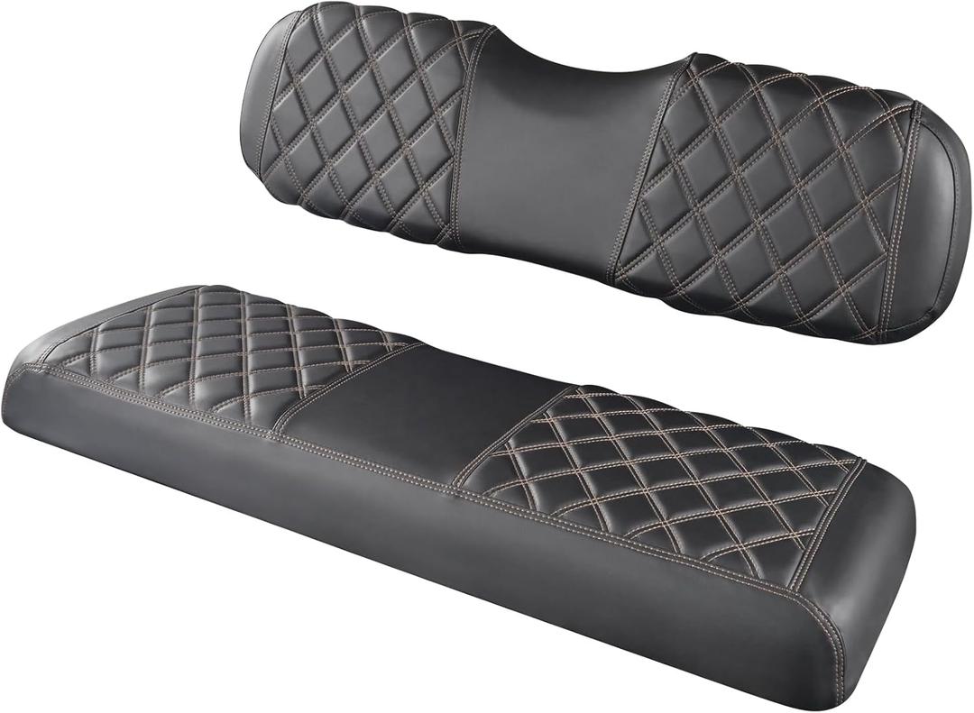 LKV Golf Cart Seat Covers for EZGO, Yamaha, Club Car and Other 2-Seat Golf Carts,OEM Ordinary Front Seat Cushion, Anti-Scratch Thick Vinyl Leather Diamond Golf Cart Seat Covers