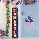 Patriotic Porch Sign 47" H 4th of July Door Decorations for Front Porch Wooden Red White Blue Vertical God Bless America Sign Outdoor Memorial Day Decorations for 250th Anniversary Outdoor