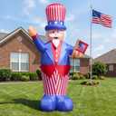 14FT Giant 4th of July Inflatable Uncle Sam Decoration with Built-in LED Lights, Patriotic Outdoor Yard Decoration with Dual Blowers, Stakes, Ropes & Sandbags for Independence Day Lawn Garden Decor