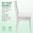 SQUARE MOON Chair Cushions for Dining Chairs, 3 Inch Thick Comfortable Kitchen Chair Pads, Dining Room Seat Cushions with Ties, Machine Washable, 17" x 16" x 3", 4/Pack, White