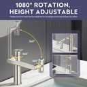 HOWUWEY Brushed Nickel Rotatable Bathroom Faucet with Temperature Display