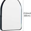 Funly mee Arched Wall Mirror, 15.8 x23.6 inches, Wall-Mounted Plastic Mirror, for Bathroom and Vanity (Black)