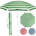 BANZ Cabana Beach Umbrella UPF 50 - UV Protection Foil-Lined Portable Outdoor Umbrella for Sand with Screw-in Base & Tilt Pole - Lightweight Beach Shade & Patio Umbrella with Bag, 66 inches x 78 inches