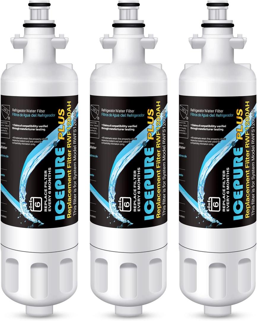 ICEPURE PLUS 46-9690 NSF53 Certified Replacement for LG LT700P ADQ36006101, Kenmore Elite 9690 ADQ36006102, LFX28979ST, RWF1200A, LFX25978ST, LFXS30766S, LFXC24726S Refrigerator Water Filter, 3PACK