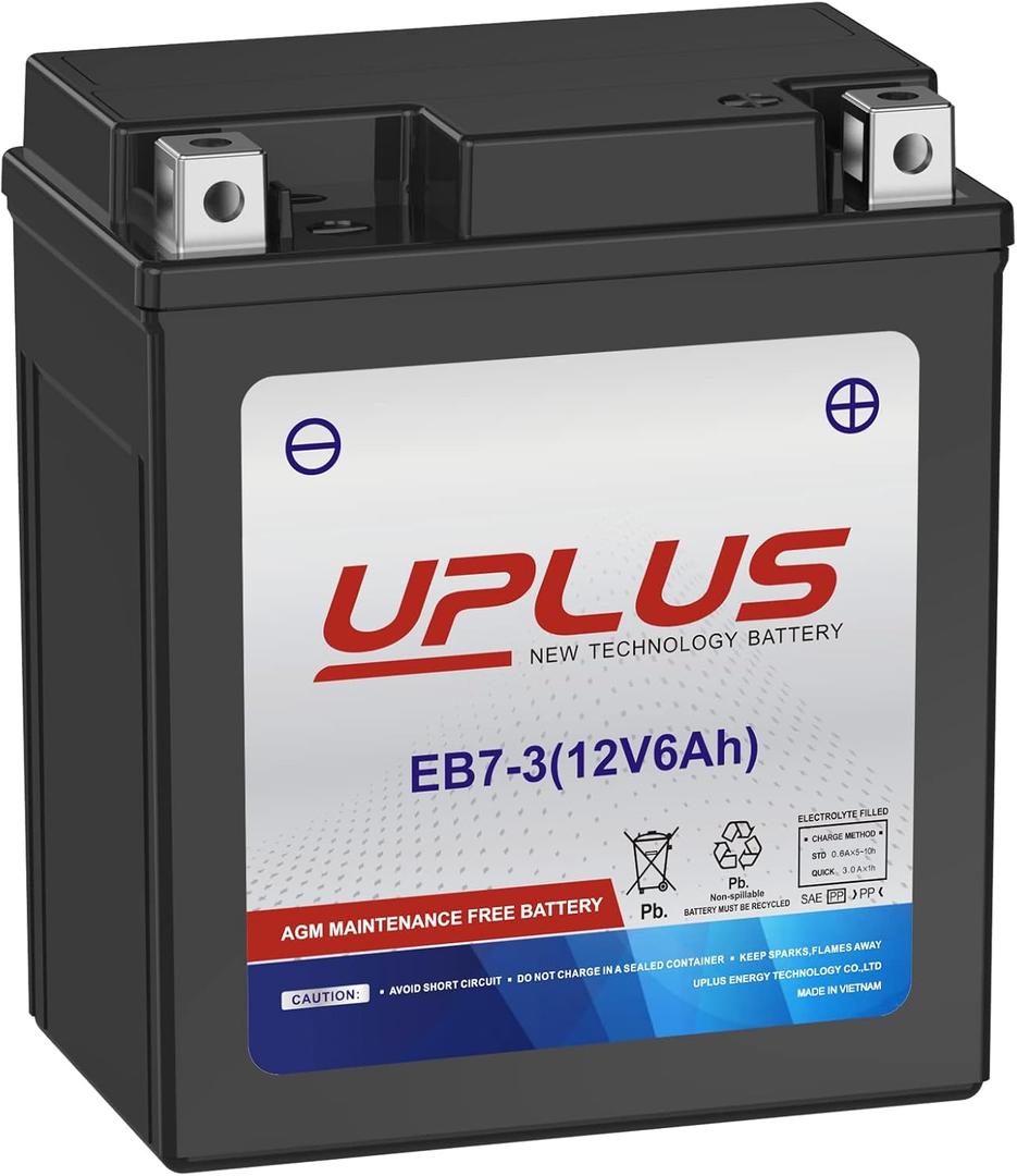 UPLUS YTX7L-BS Motorcycle ATV Battery, EB7-3 Maintenance Free 12V 6AH SLA Batteries Snowmobile Scooter AGM Battery, Replacement for YTX7L-4, LTX7L-BS,NTX7L-BS,FTX7L-BS,ETX7L-BS,CTX7L-BS,GTX7L-BS,GSX7L