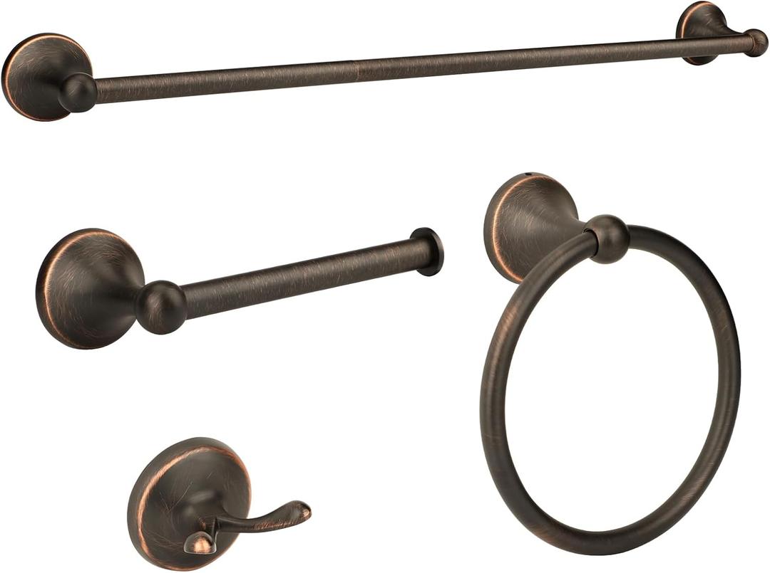4 Piece Antique Bathroom Hardware Accessories Set Oil Rubbed Bronze,24 Inch Towel Bar Set,Towel Rack Set,Bathroom Towel Holder Set