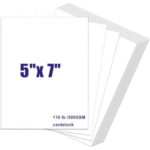 110lb White Cardstock 5x7, 120 Sheets Heavyweight White Card Stock 300 GSM for Wedding Invitations, Thank you Cards, Postcards, DIY Card Making (5'' x 7'')