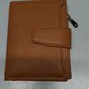 Small Wallet Women RFID Blocking Soft Leather Bifold Compact Card Holder Wallet for Women with Zipper Coin Pocket 4 ID Window (Brown)