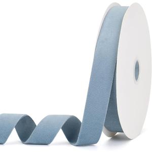 Dusty Blue Velvet Ribbon 1 Inch x 20Yd,Double Faced Premium Velvet Ribbon for Gift Wrapping Handmade Crafts Bow Making,Christmas and Wedding Decoration(1" Dusty Blue)