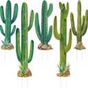 Eaasty 5 Pack 3.15 & 2.1 ft Large Boho Cactus Yard Stakes Signs Decoration Mexican Fiesta Decorations Cinco De Mayo Decor Western Cowboy Party Jointed Cactus Sign for Outdoor Garden Lawn Mexican Party