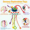 2 x Sensory Montessori Baby Toys, Infant Toddler Travel Toys for Boy Girl, Soft Pull String Fidget Early Educational Learning Bath Toy for 18M+ Autism Birthday Gifts Christmas Stocking Stuffers, Blue