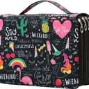 Portable Colored 250 Slots Pencil case Organizer with Printing Pattern for Watercolor Pens or Markers, Pencil Case Organizer for Artist
