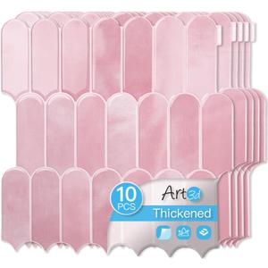 Art3d 12 x 12 Inch Heavy-Duty Peel and Stick Backsplash, Self-Adhesive Wall Tiles for Kitchen Bathroom Decor, 10-Pack Pink