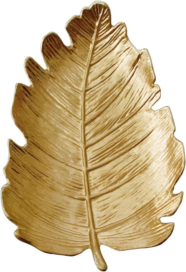 Small Leaf Shaped Trinket Dish, Decorative Gold Jewelry Dish Tray, Ring Hodler Dish Jewelry Organizer