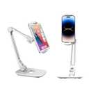 NLIEOPDA Tablet Stand Universal Holder for 4.9" - 12.9" Devices, 360° Rotating Security Stand for iPad, iPad Air, Samsung, Height Adjustable Foldable Table Top (White)