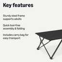 Amazon Basics Folding Camping Cot for Adults, 81.5 x 30.4 Inch Twin Size Steel Frame, 350 lb Capacity, Portable with Carry Bag, Black, Twin size, 81" x 30" x 16"