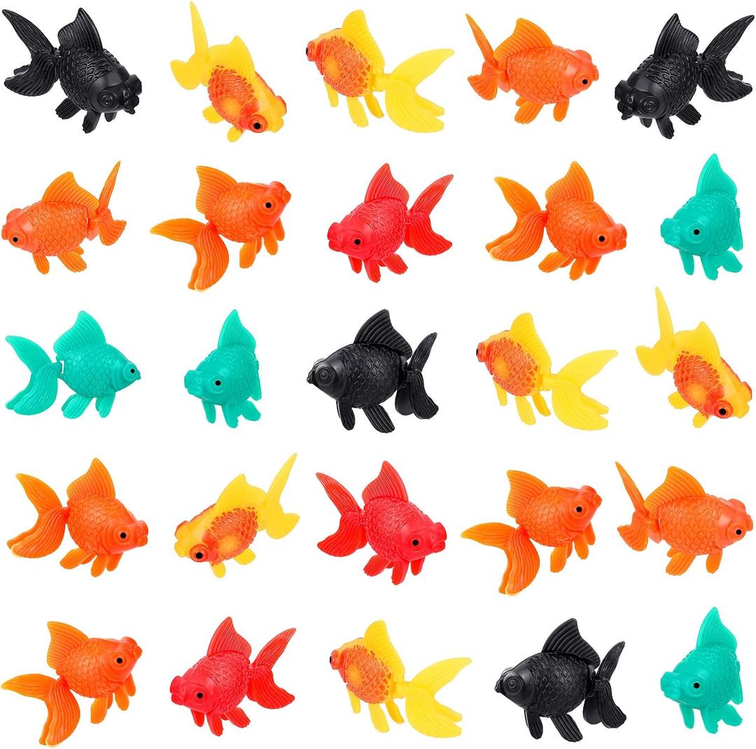 Sumind 30 Pieces Multicolor Fake Floating Fishes Plastic Fake Goldfish Artificial Aquarium Fishes Colorful Realistic Artificial Moving Fish Ornament Decorations for Aquarium Fish Tank