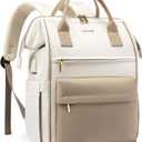 LOVEVOOK Laptop Backpack for Women 15.6 Inch, Travel Backpack with USB Charging Port Large Capacity Laptop Bag, Waterproof Bag for Business College Airline Approved Work Backpack(Beige)