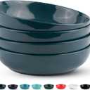 KooK Pasta Bowl, Salad Bowls, Soup, Serving Bowls, Ceramic, Large Capacity, Microwave & Dishwasher Safe, Set of 4, 40 Oz,(Dark Teal)