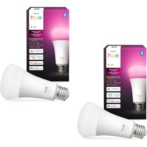 Philips Hue Smart LED A21 Bulb, White and Color Ambiance, E26 Base,13.5W, Full Spectrum Light 1000K-20000K,1600 Lumens, Dimmable, Compatible with Alexa, Google, Apple Home, 2pk