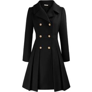 GRACE KARIN 2024 Women's Fashion Trench Coat Notch Lapel Double Breasted Thick A Line Pea Coats Jacket with Pockets(S-2XL)