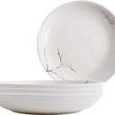 9"" Ceramic Pasta Bowls Salad Bowls Large Ceramic Serving Bowls for Soup, Dessert, Shallow Bowls Plates for Dinner (4Pack, White Sakura)