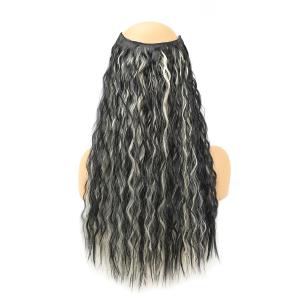 Clip in Hair Extensions Curly One Piece 4 Clips Black mix Blonde Hair Extension Clip ins 20 Inch Natural V-Shaped Thick Synthetic Hairpieces for Women