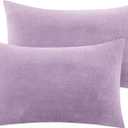 BEDELITE Flannel Pillowcases Standard Set of 2, Super Soft Fleece Pillow Case Cover with Zipper for Bedroom, Sofa, Couch,Luxury Cozy Fuzzy Velvet Pillow Shams for All Seasons(20x26 Inches, Lavender)