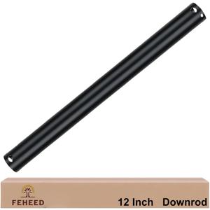 12 Inch Ceiling Fan Downrod, 1" Diameter Matte Black Ceiling Fan Extension Rod (No Threads),Universal Down Rods for Ceiling Fans,Easy Installation