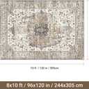 befbee 8x10 Area Rugs for Living Room, Stain Resistant Neutral Washable Rugs for Dining Room, Floral Vintage Non-Slip Thin Large Size Area Rug (Brown/Grey)