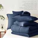 CozyLux Full Size Comforter Sets Navy Blue - 7 Pieces Bed in a Bag Full, Oeko-Tex Certified Bed Set, All Season Soft Bedding Set with Down Alternative Comforter, Sheets, Pillowcases & Pillow Shams