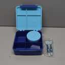 Bento Lunch Box with 8oz Soup Thermo, Kids Leakproof Lunch Food Containers with 4 Compartment, Kids Thermo Insulated Hot Food Jar for School, TrvaelBlue