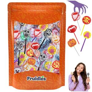 Fruidles 20-Count Halloween Tattoo Lollipop Suckers Candy, Variety Pack, Goody Party Bag Fillers, Individually Wrapped (EXP 02/28/27)