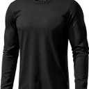 EKLENTSON Men's Cotton Crewneck T-Shirts Long Sleeve Plain Tee Moisture Wicking Casual Tshirts Solid Color (Medium, Black)
