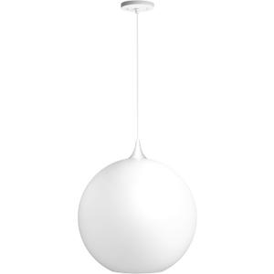 Solus 16" Modern Contemporary Globe Pendant Light, Adjustable Hanging Light Fixture, White Shade, White Finish
