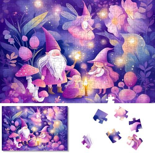 300 Pieces Jigsaw Puzzles for Kids Ages 8-10 10-12 Fantasy Art Puzzles with Letters on Back Cute Fairy Gnome Puzzle Educational Fun Gift