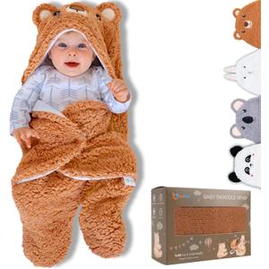 Baby Swaddle Blanket Bear 0-6 Months Cute Organic Ultra Soft Plush NewBorn Baby Essentials Must Have Infants Girls Boys Gender Neutral Stuff, Registry Gift Receiving Swaddling Wrap Clothes Shower Gift