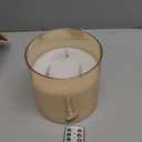 Extra Large Flameless Candles with 3 Wicks, 6"x6" Glass Battery Operated Candles with Remote, Real Wax Flickering LED Candles Fake Candle for Home, Wedding, Party, Glod