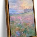 Floating Framed Pink Country Wildflower Artwork Canvas Wall Art 16x24 in